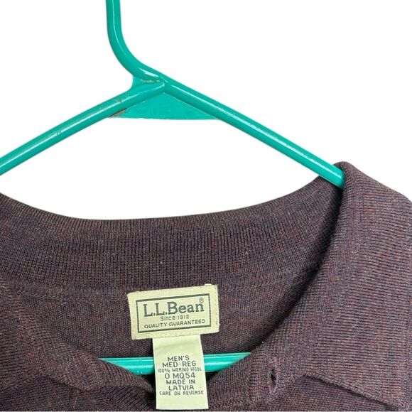 VTG LL Bean Sweater Mens M Purple Merino  Wool Knit Pullover Sweater Outdoor Dad - Picture 4 of 4